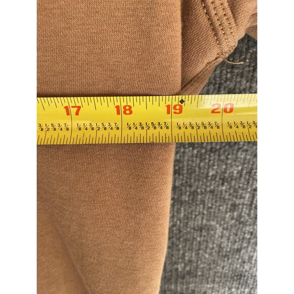 Nike Hoodie Mens Large Brown Tan Pullover Swoosh Embroidered Logo Sweatshirt - Picture 3 of 6